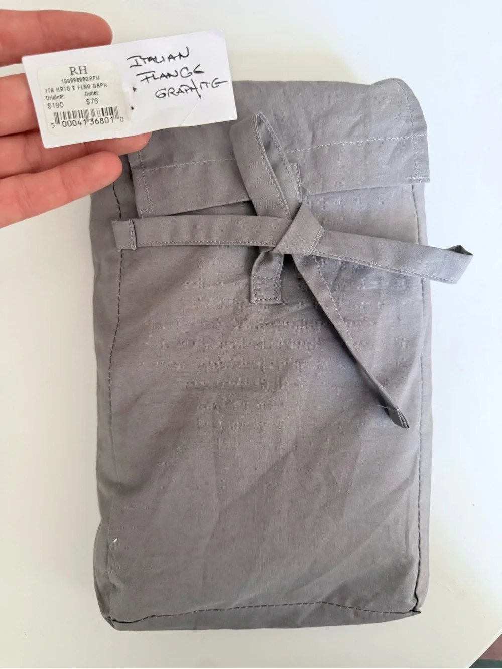RH Gray Linen Euro Sham NWT